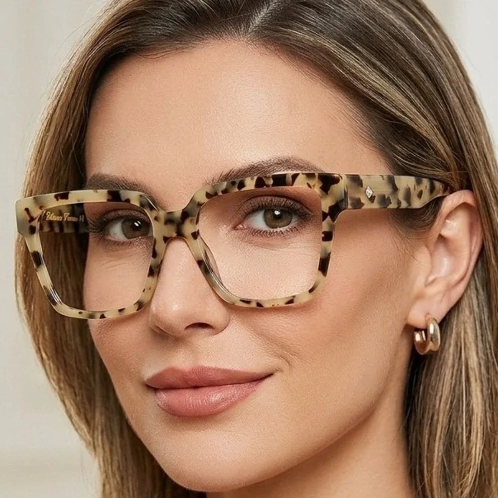 Firmoo Birthstone JudY163T C3 Tortoiseshell Square Eyeglass Frames 56-17-145